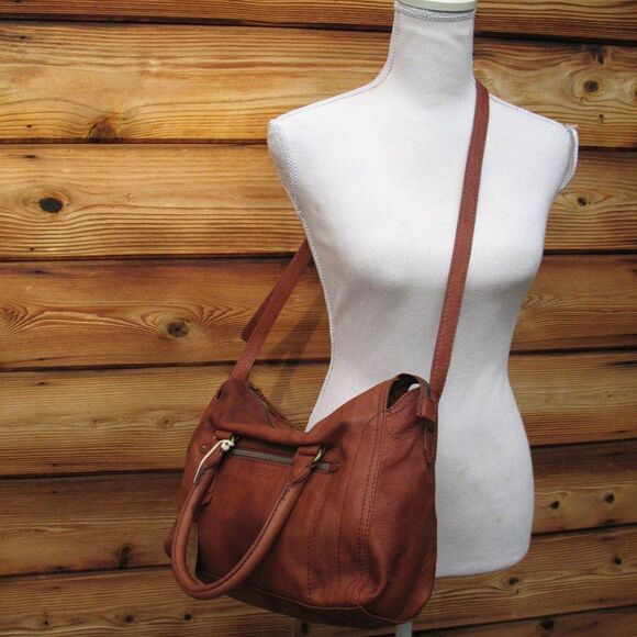 NWT American Leather Company Soft Leather Satchel Tote Shoulder Bag - Picture 2 of 13
